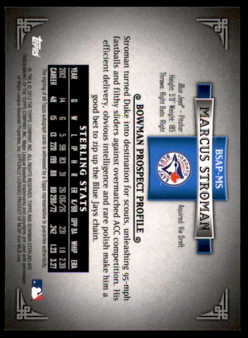 Marcus Stroman Card 2012 Bowman Sterling Prospect Autographs #MS  Image 2