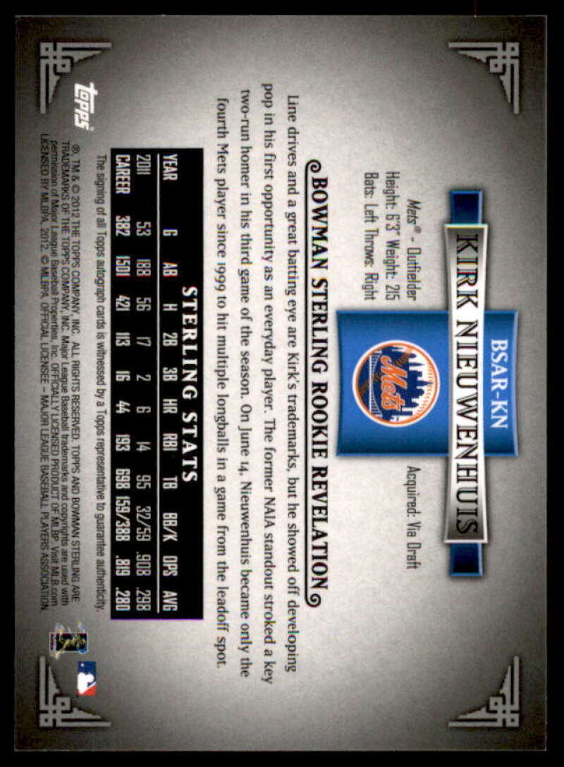 Kirk Nieuwenhuis Card 2012 Bowman Sterling Rookie Autographs #KN  Image 2