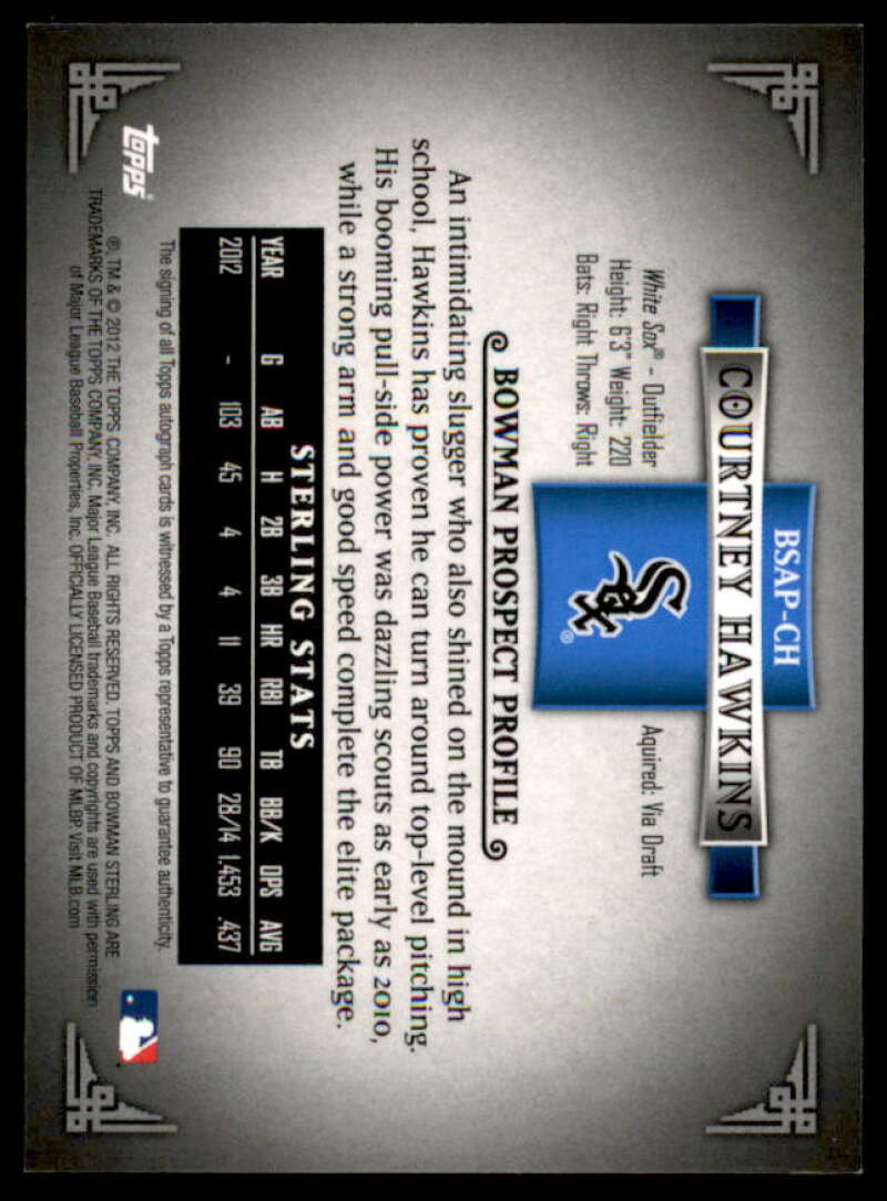 Courtney Hawkins Card 2012 Bowman Sterling Prospect Autographs #CH  Image 2