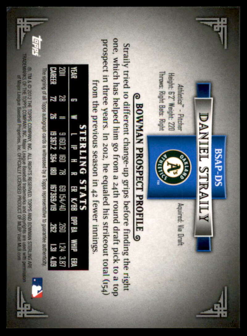 Daniel Straily Card 2012 Bowman Sterling Prospect Autographs #DS  Image 2