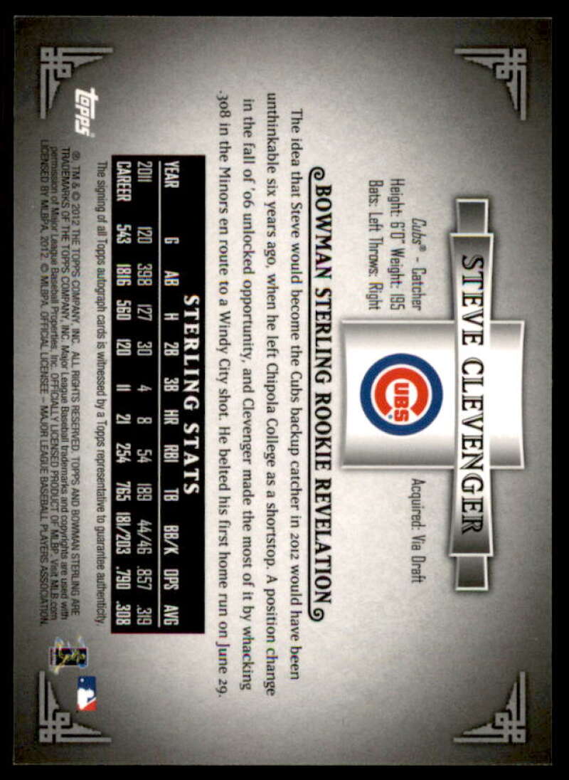 Steve Clevenger 2012 Bowman Sterling Rookie Autographs Refractors #SC  Image 2