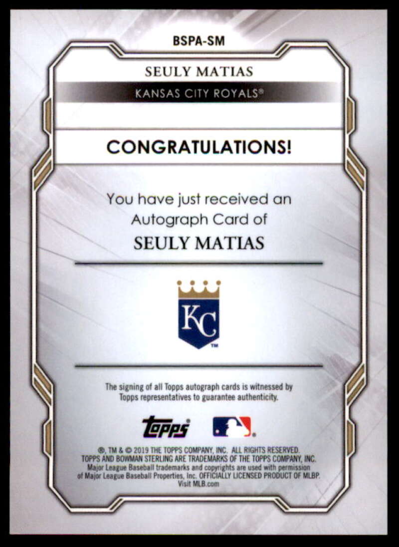 Seuly Matias Card 2019 Bowman Sterling Prospect Autographs #BSPASM  Image 2