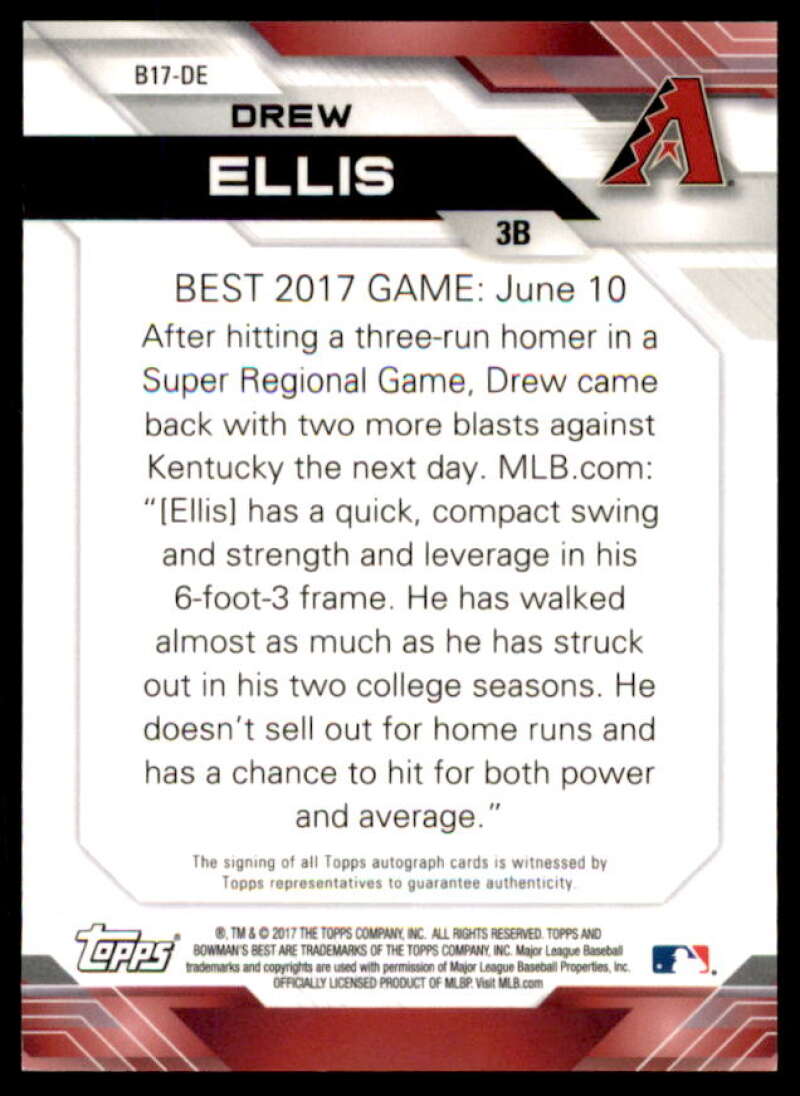 Drew Ellis Card 2017 Bowman's Best Best of '17 Autographs #B17DE  Image 2