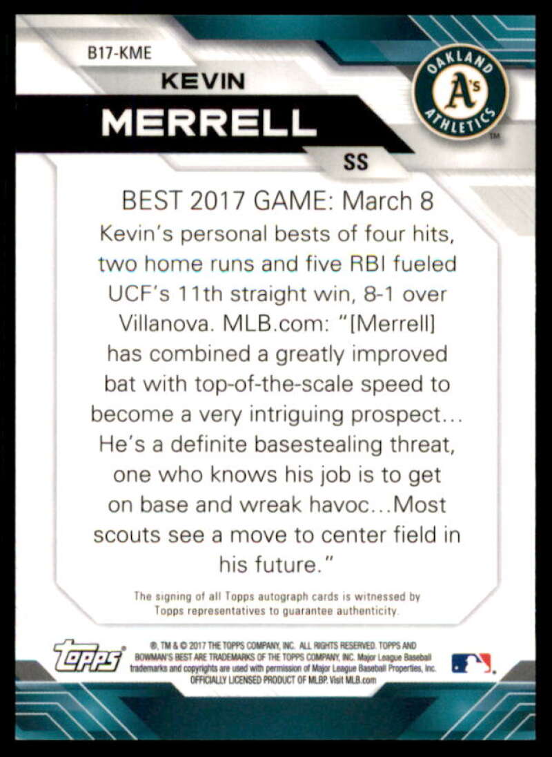 Kevin Merrell Card 2017 Bowman's Best Best of '17 Autographs #B17KME  Image 2