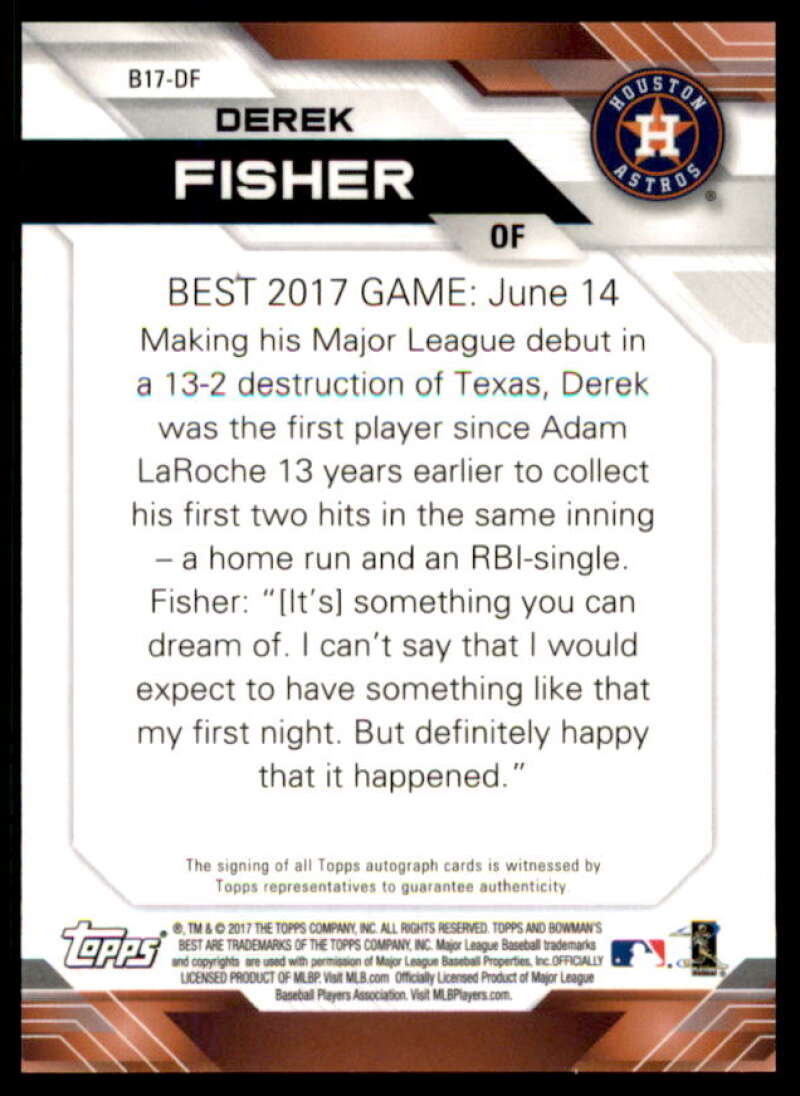 Derek Fisher Card 2017 Bowman's Best Best of '17 Autographs #B17DF  Image 2