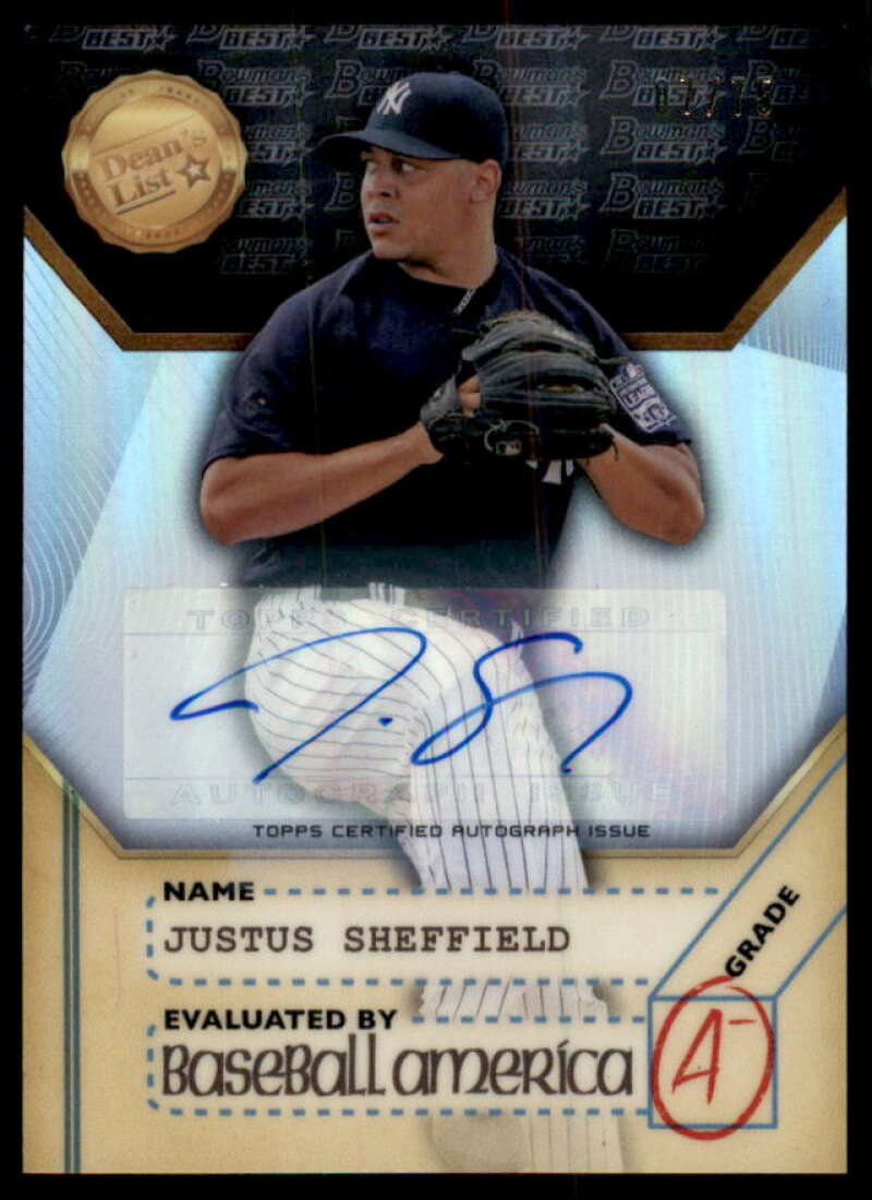 Justus Sheffield 2017 Bowman's Best Baseball America's Dean's List #BADLJS  Image 1