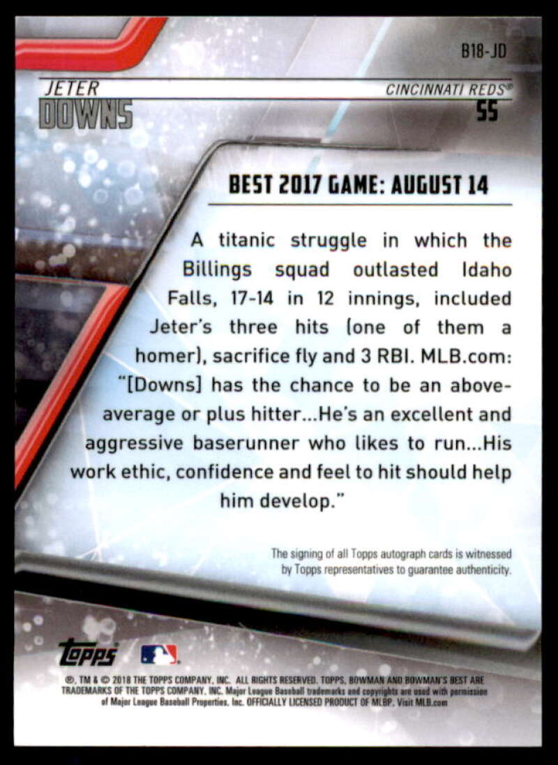 Jeter Downs Card 2018 Bowman's Best Best of '18 Autographs #B18JD  Image 2