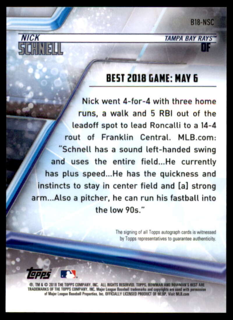 Nick Schnell Card 2018 Bowman's Best Best of '18 Autographs #B18NSC  Image 2