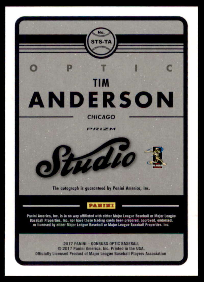 Tim Anderson Card 2017 Donruss Optic Studio Signatures #25  Image 2