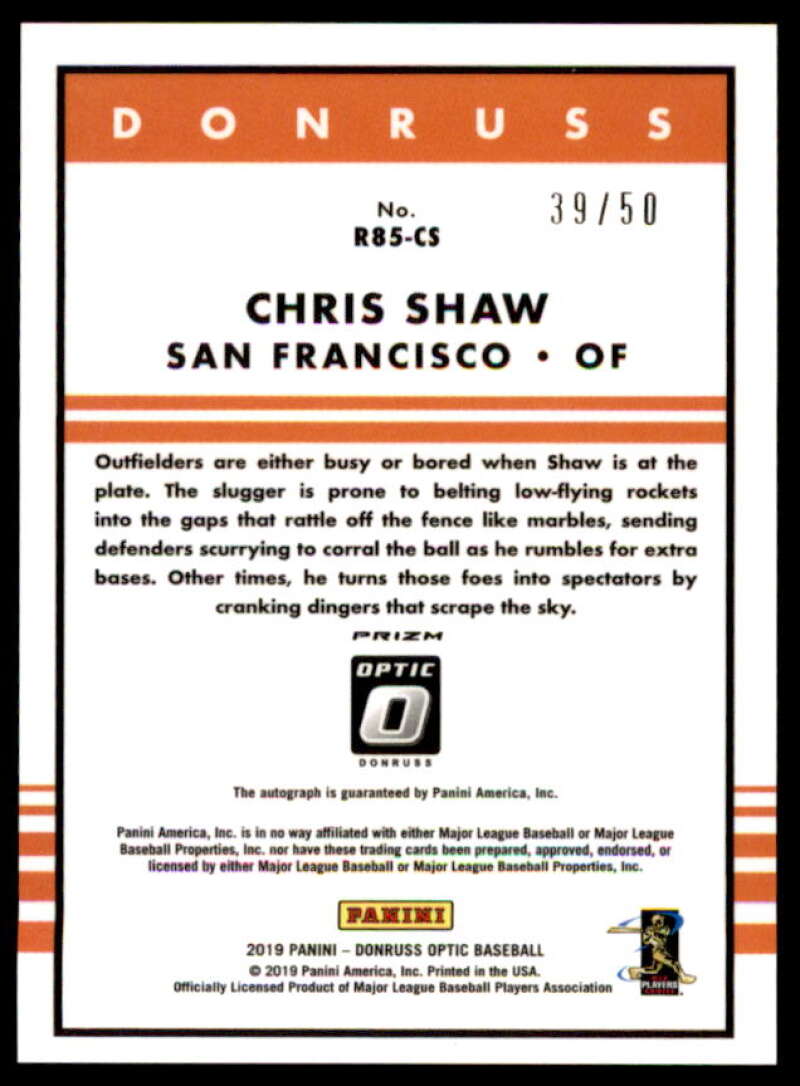 Chris Shaw 2019 Donruss Optic Rated Rookies '85 Retro Signatures Blue #19  Image 2