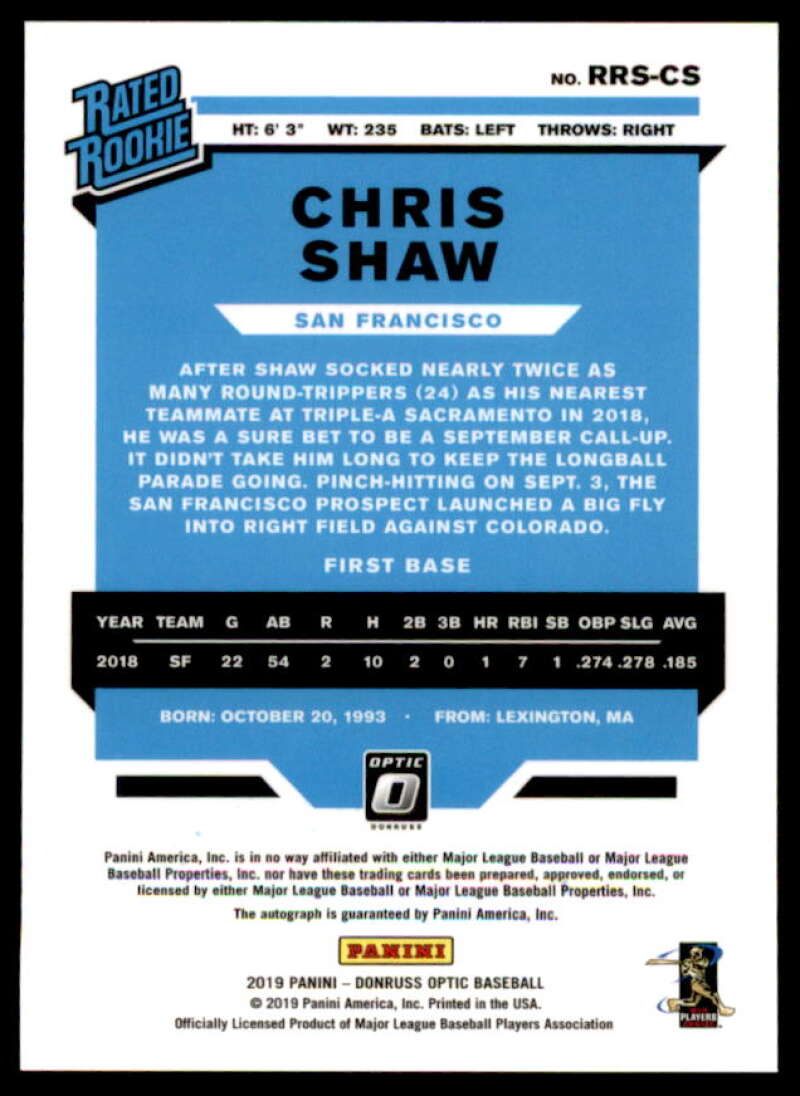 Chris Shaw 2019 Donruss Optic Rated Rookies '85 Retro Signatures #19  Image 2