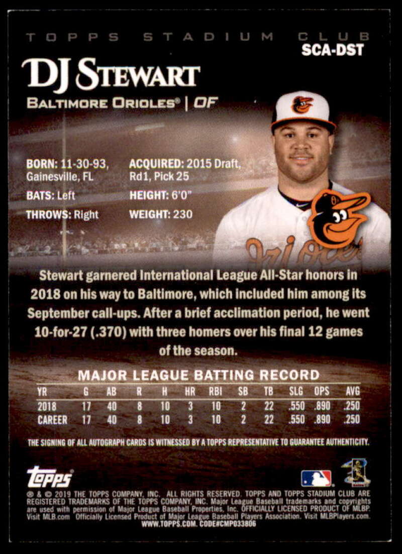DJ Stewart Card 2019 Stadium Club Autographs #SCADST  Image 2