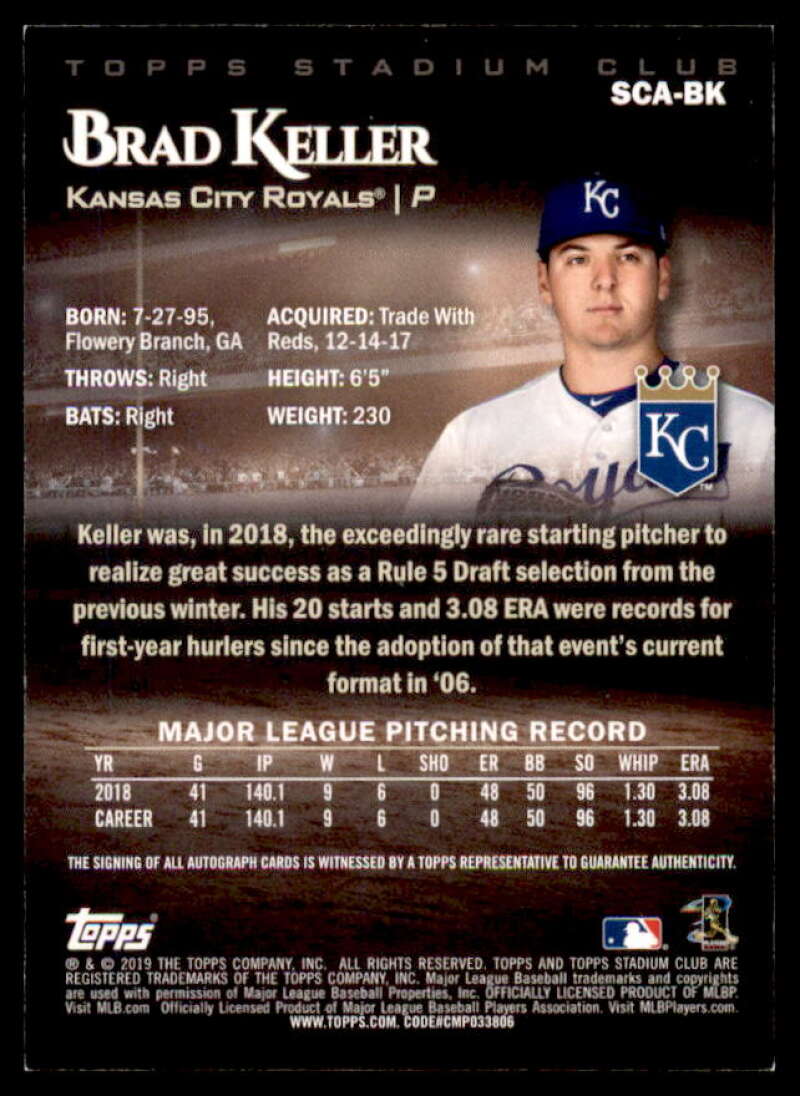 Brad Keller Card 2019 Stadium Club Autographs #SCABK  Image 2