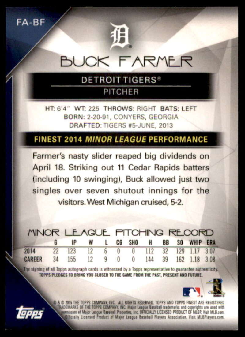 Buck Farmer Card 2015 Finest Autographs Green Refractors #FABF  Image 2