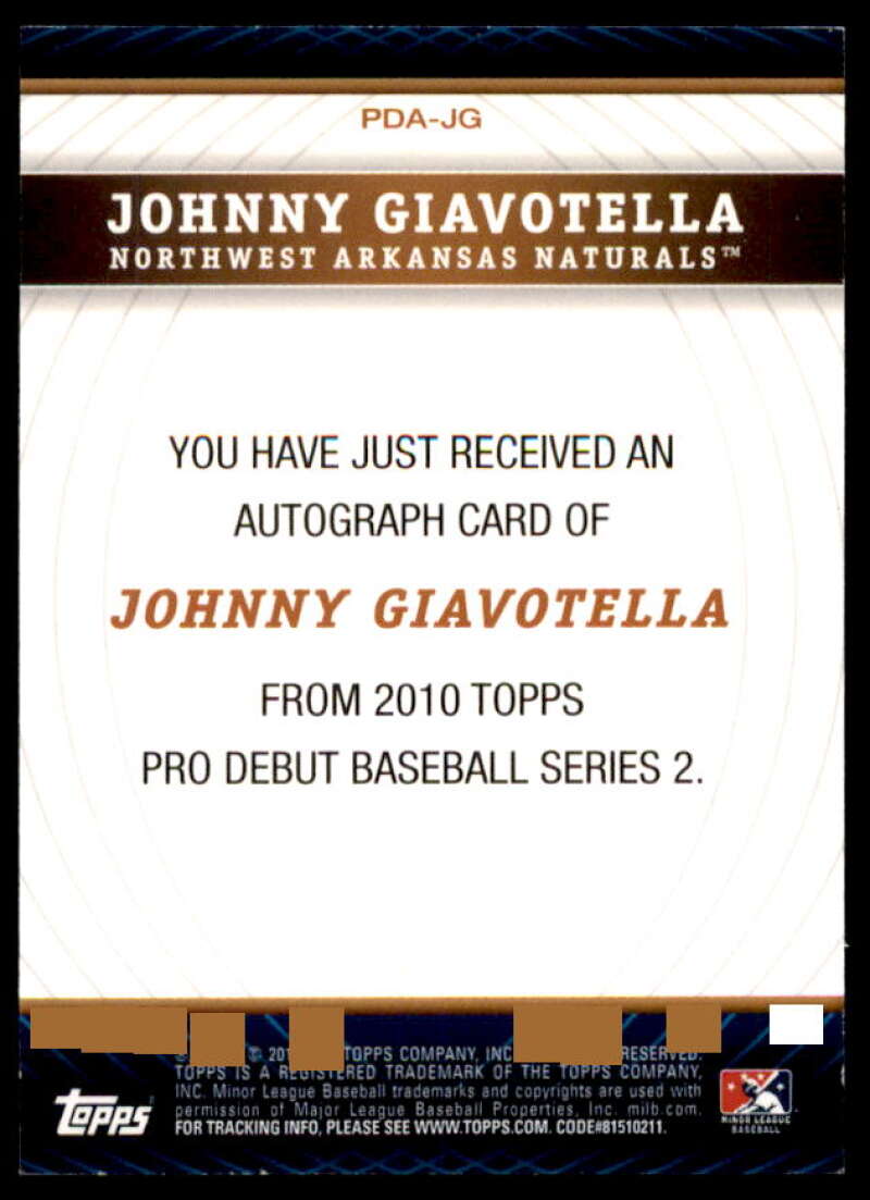 Johnny Giavotella Rookie Card 2010 Topps Pro Debut Prospect Autographs #JG  Image 2