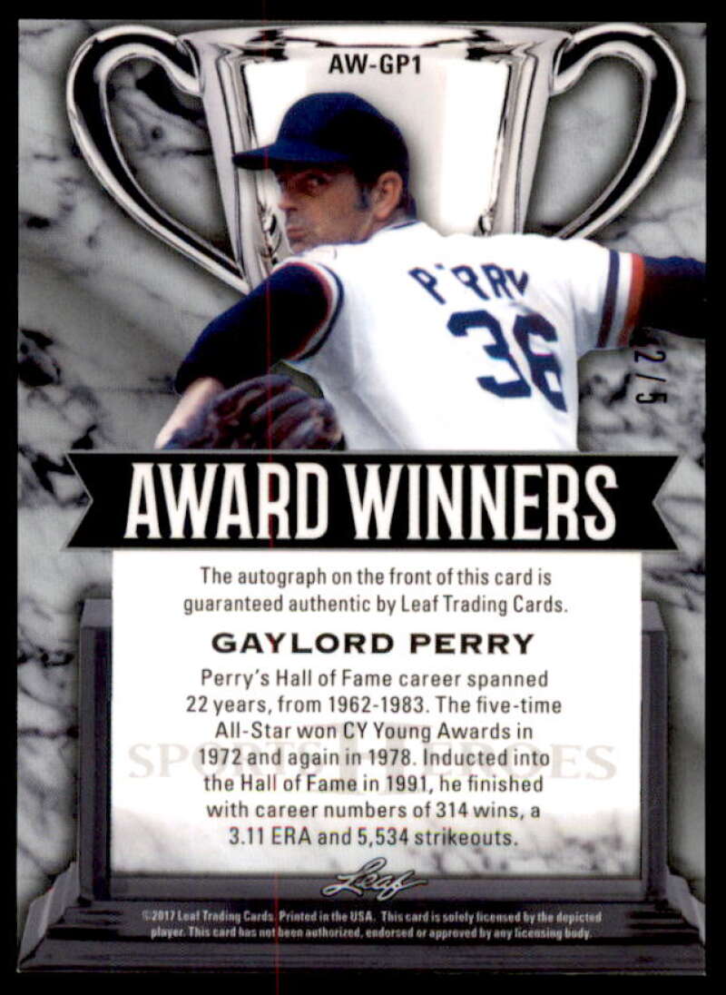 Gaylord Perry Card 2017 Leaf Metal Sports Heroes Award Winners #AWGP1  Image 2