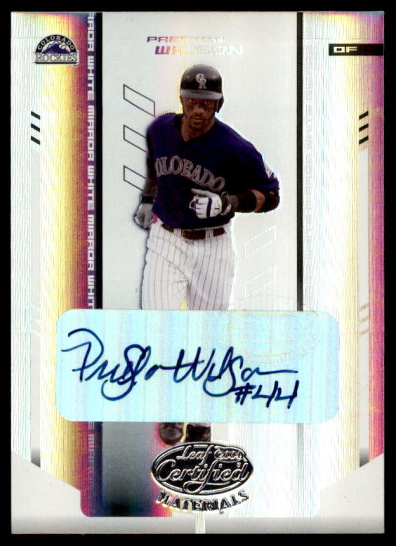 Preston Wilson Card 2004 Leaf Certified Materials Mirror Autograph White #153  Image 1