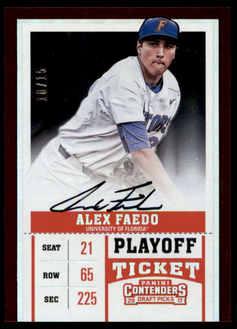 Alex Faedo AU/White jersey 2017 Contenders Draft Picks Draft Playoff Ticket #31B  Image 1