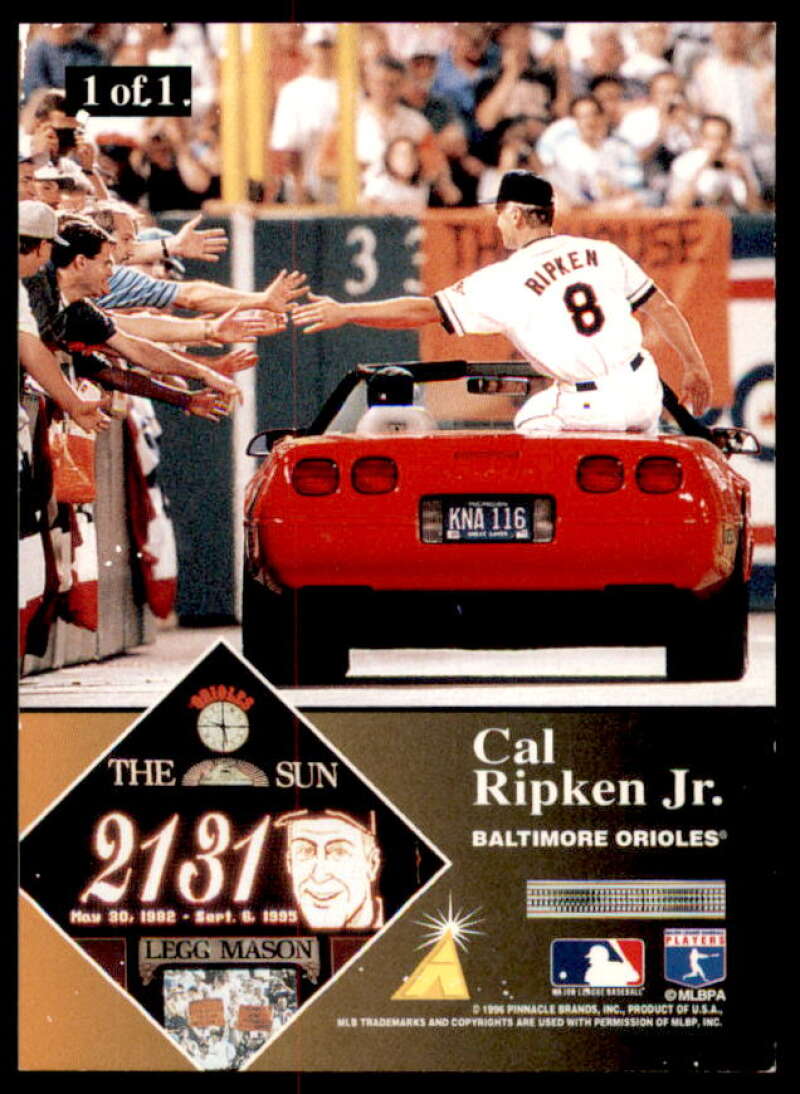 Cal Ripken Tribute Card 1996 Pinnacle #CR1  Image 2