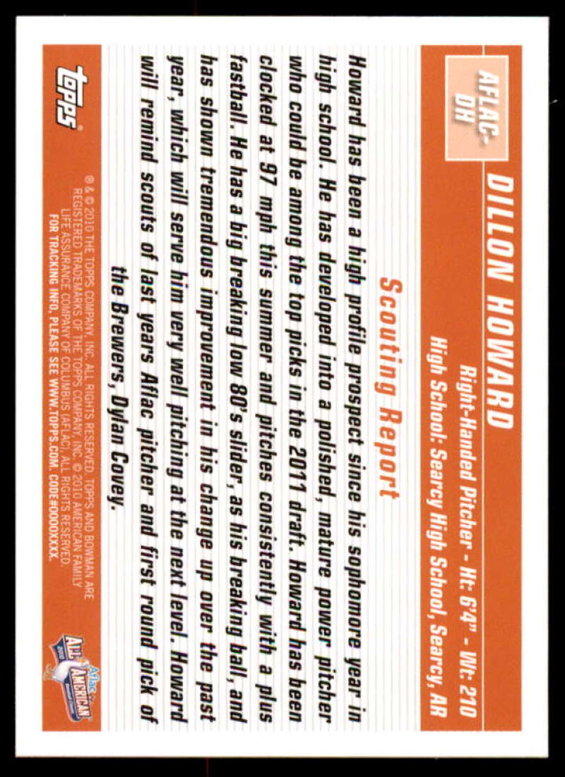 Dillon Howard Card 2010 Bowman AFLAC Autographs #DH  Image 2