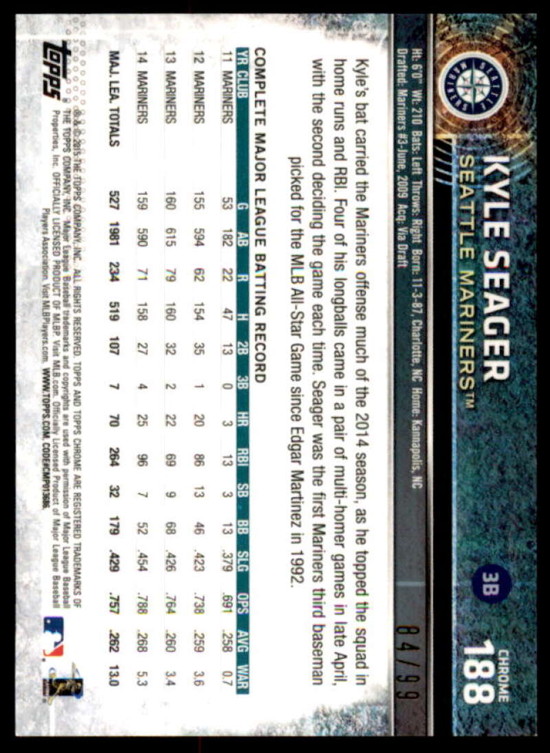 Kyle Seager Card 2015 Topps Chrome Green Refractors #188  Image 2