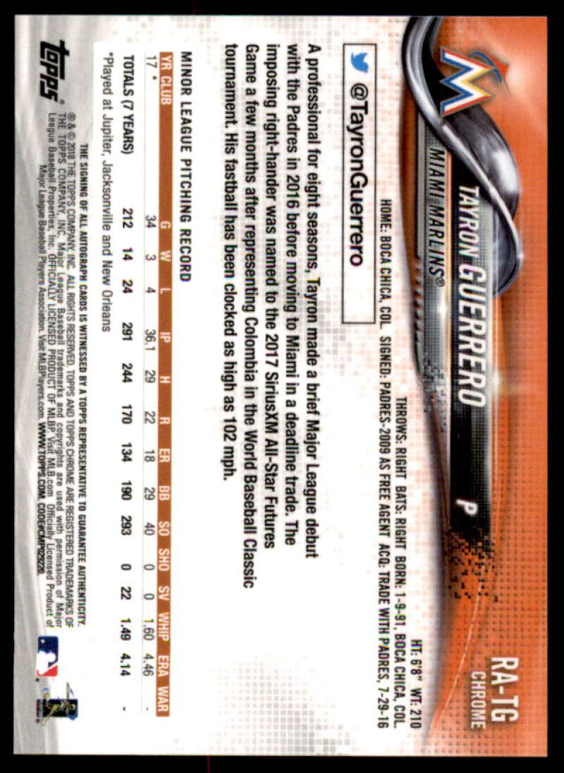 Tayron Guerrero Card 2018 Topps Chrome Rookie Autographs #RATG  Image 2