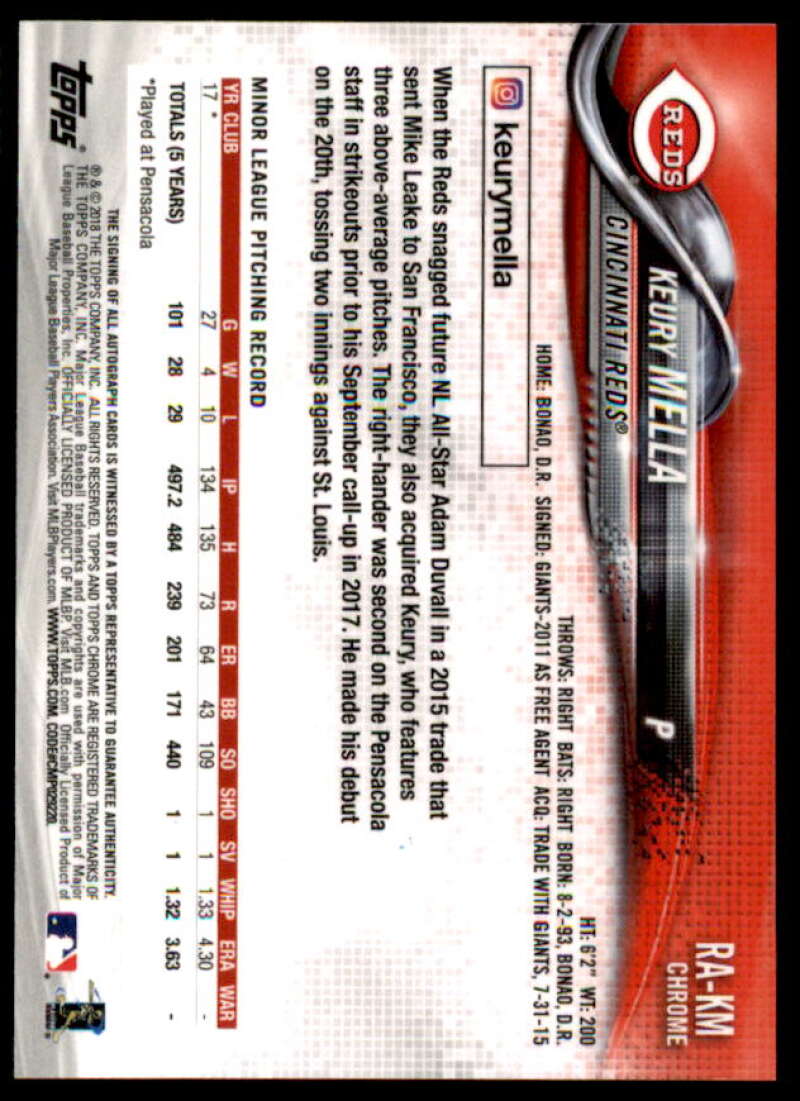 Keury Mella Card 2018 Topps Chrome Rookie Autographs #RAKM  Image 2