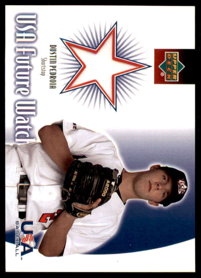 Dustin Pedroia Card 2002 Upper Deck Rookie Update USA Future Watch Swatches #DP  Image 1