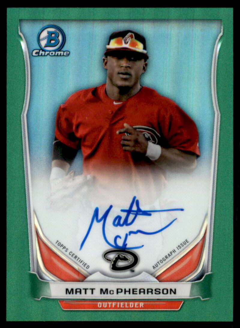 Matt McPhearson 2014 Bowman Chrome Prospect Autographs Green Ref #BCAPMMC  Image 1