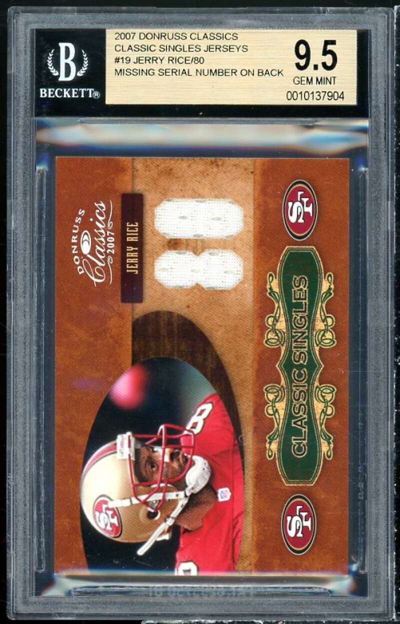 Jerry Rice 2007 Donruss Classics Singles Jerseys #CS-19 BGS 9.5 Image 1