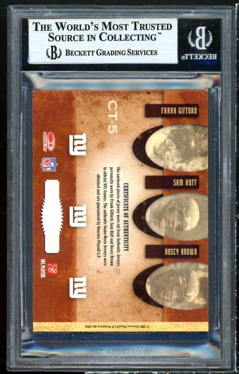 Frank Gifford/Huff/ Jim Brown 2007 Donruss Classics Triple Jerseys #5 BGS 9 Image 2