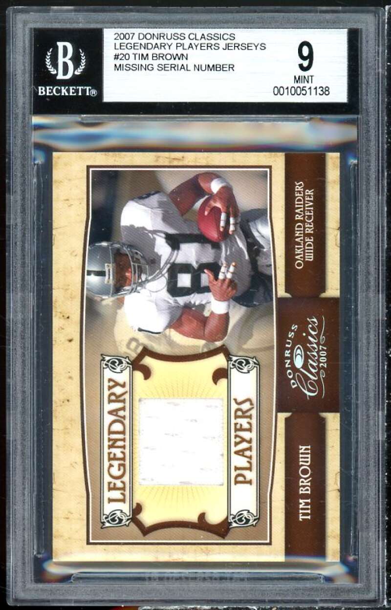 Tim Brown Card 2007 Donruss Classics Legendary Players Jerseys #20 BGS 9 Image 1