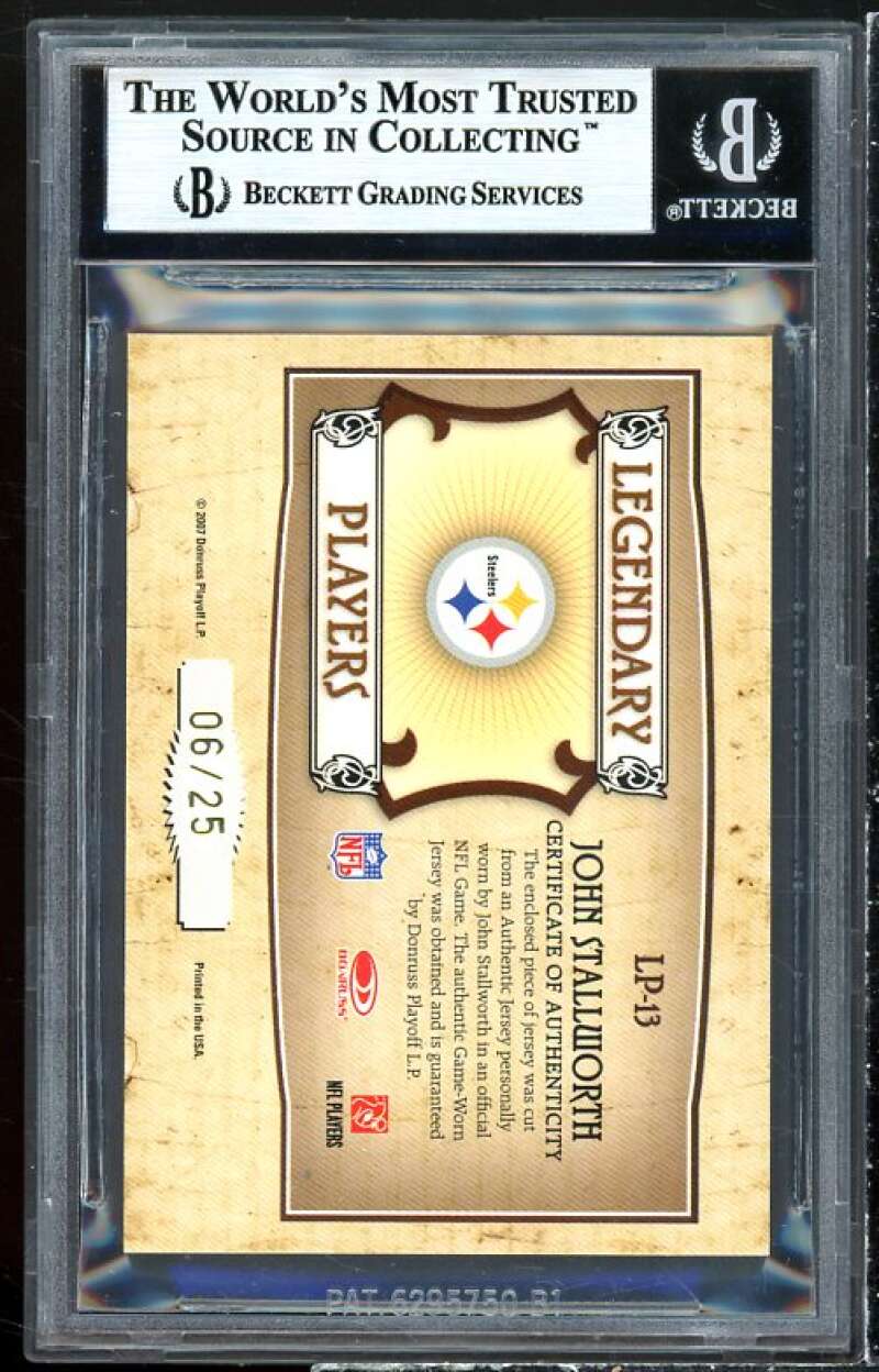 John Stallworth 2007 Donruss Classics Lengendary Players Jerseys Prime #13 BGS 9 Image 2