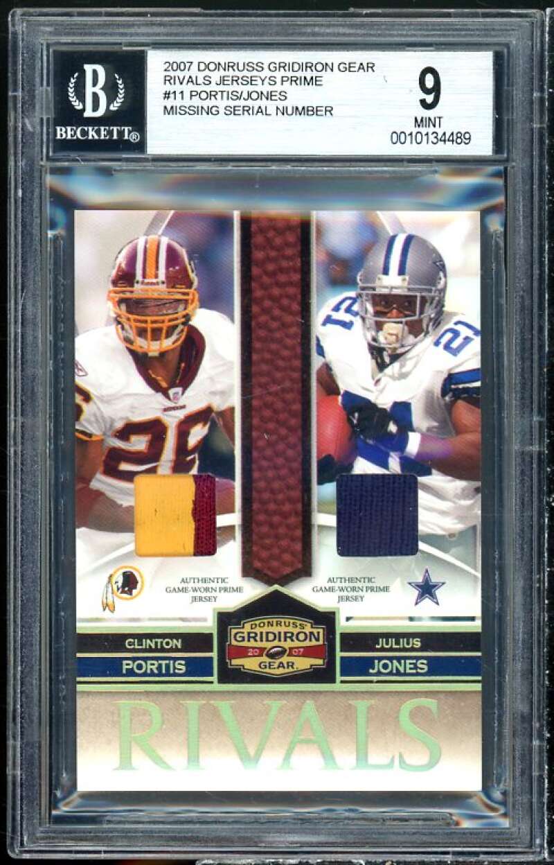 Clinton Portis/Julius Jones 2007 Donruss Gridiron Gear Rivals Jerseys #11 BGS 9 Image 1