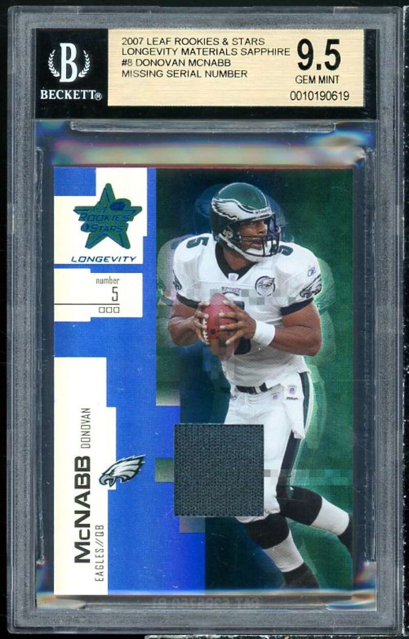 Donovan McNabb Card 2007 Rookies Stars Longevity Materials Sapphire #8 BGS 9.5 Image 1