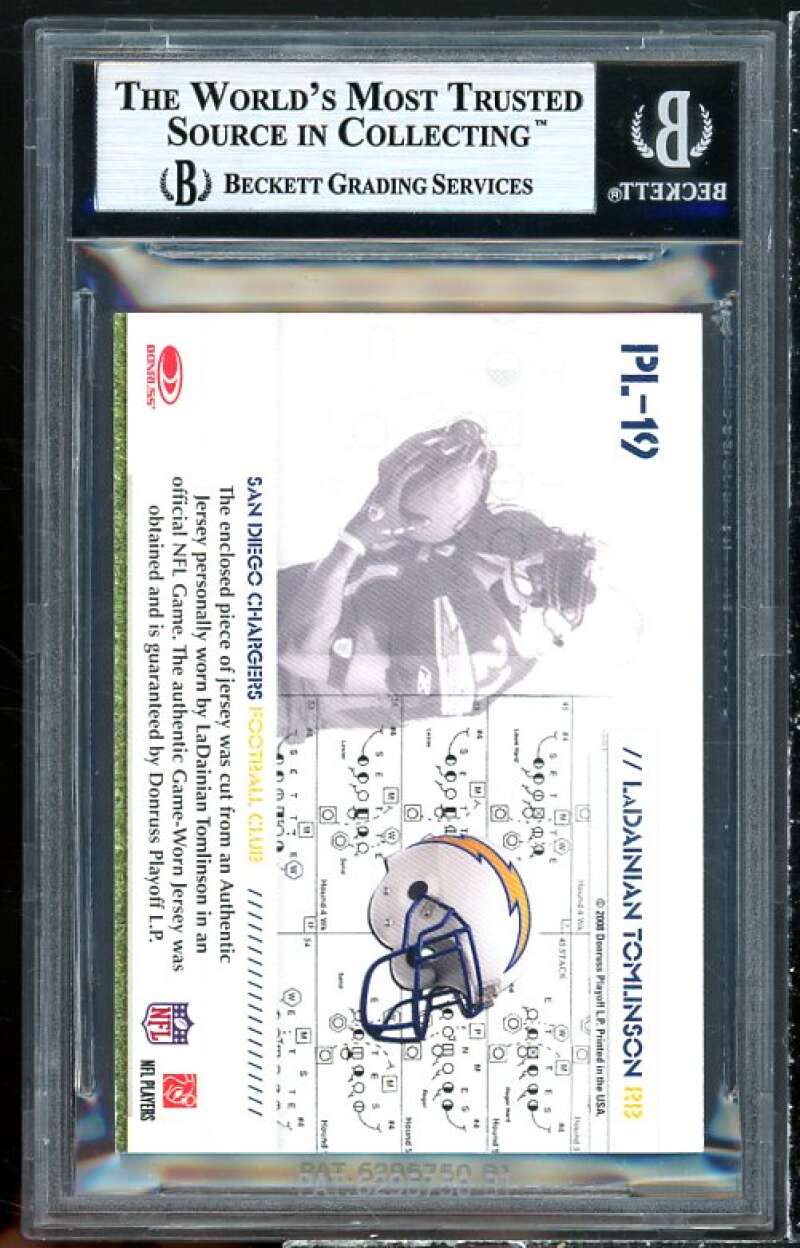 LaDainian Tomlinson 2008 Donruss Gridiron Gear Playbook Jerseys Patch #19 BGS 9 Image 2