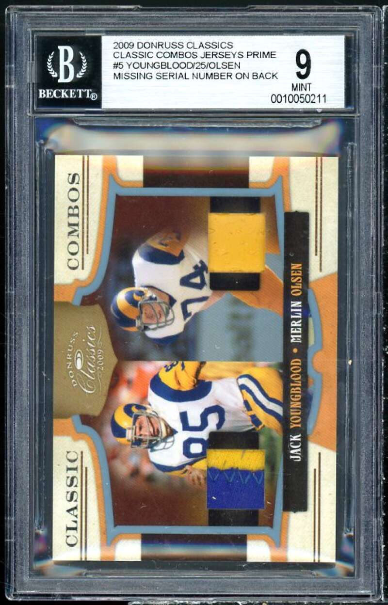 Jack Youngblood / Merlin Olsen 2009 Donruss Classics Jerseys Prime #5 BGS 9 Image 1