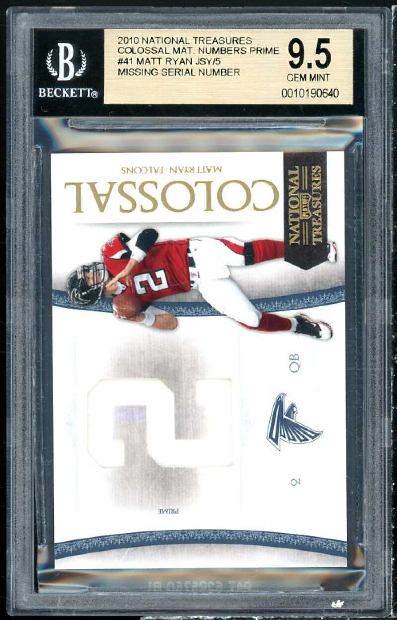 Matt Ryan 2010 National Treausres Colossal Materials Numbers prime #41 BGS 9.5 Image 1