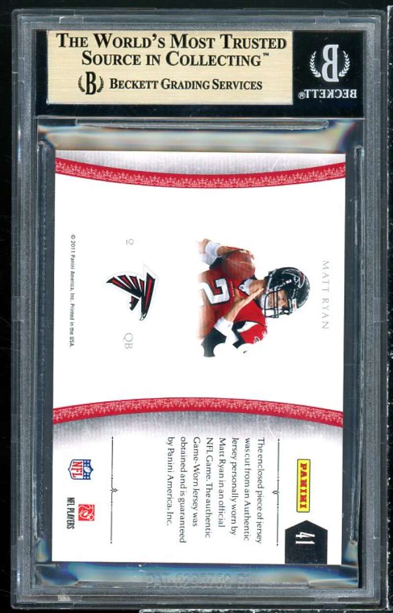 Matt Ryan 2010 National Treausres Colossal Materials Numbers prime #41 BGS 9.5 Image 2