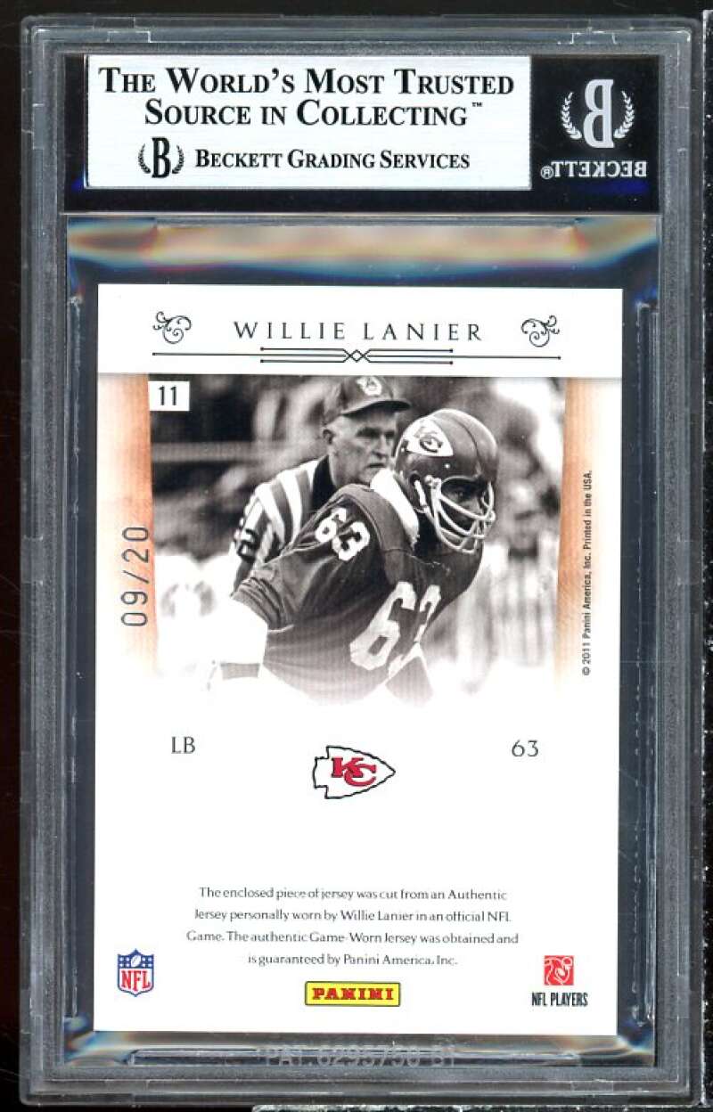 Willie Lanier 2010 National Treasures NFL Greatest Materials #11 BGS Authentic Image 2