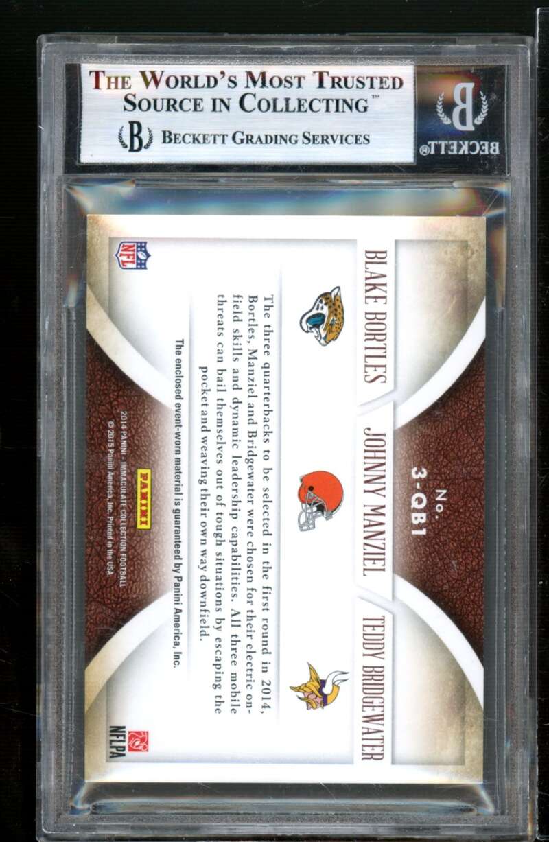 Manziel/Bortles/Bridgwater Rookie 2014 Immaculate Collection Trio Jsy #3 BGS 8.5 Image 2