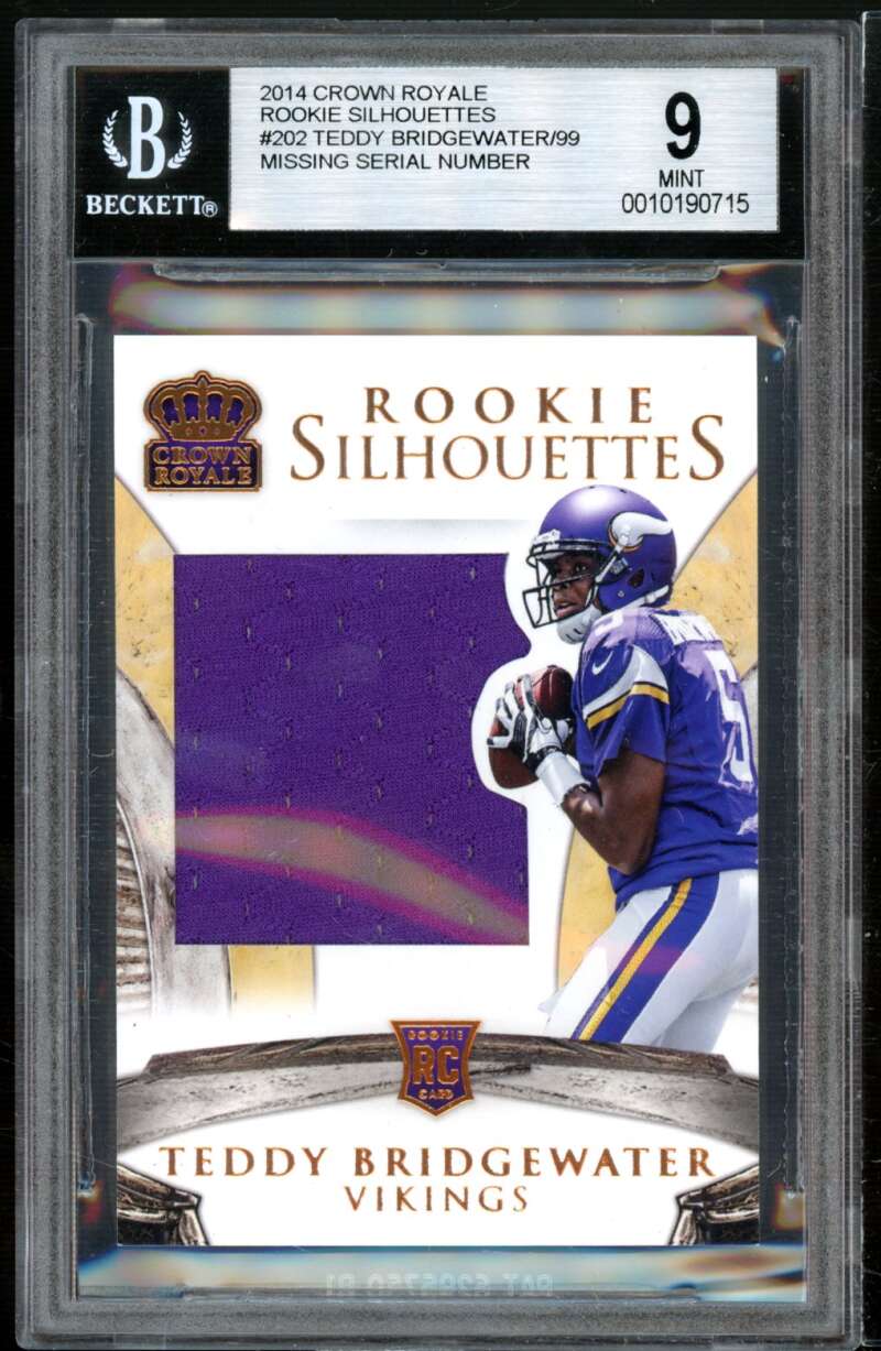 Teddy Bridgewater Rookie Card 2014 Crown Royale Rookie Silhouettes #202 BGS 9 Image 1