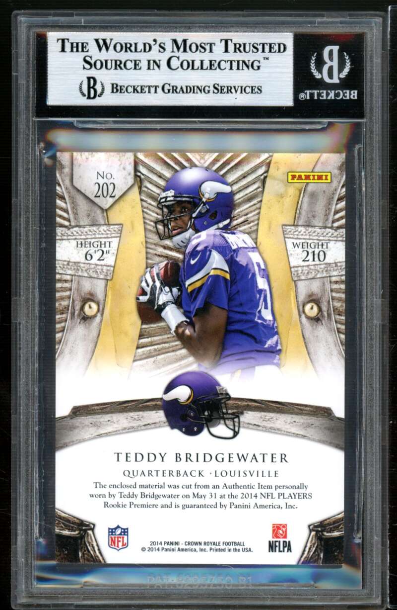 Teddy Bridgewater Rookie Card 2014 Crown Royale Rookie Silhouettes #202 BGS 9 Image 2