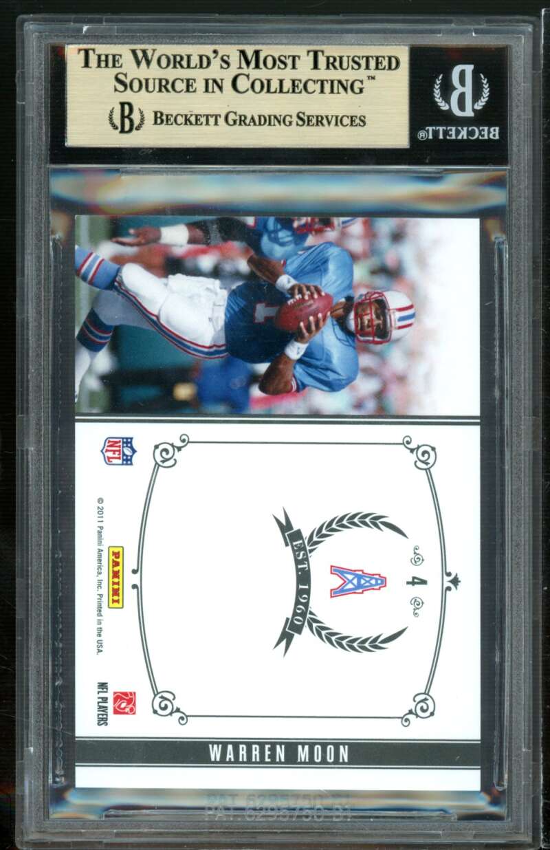 Warren Moon 2010 National Treasures Timeline Mat Team Player Name #4 BGS 9.5 Image 2