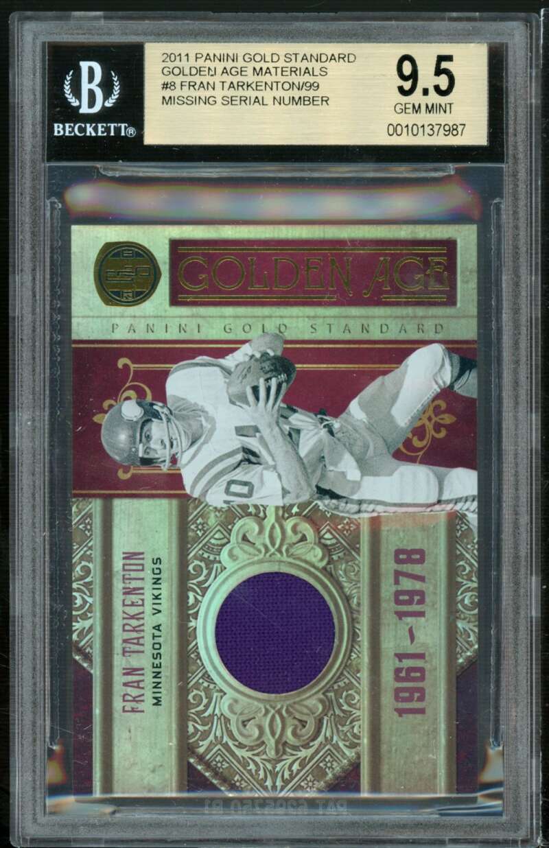 Fran Tarkenton Card 2011 Panini Gold Standard Golden Age Materials #8 BGS 9.5 Image 1