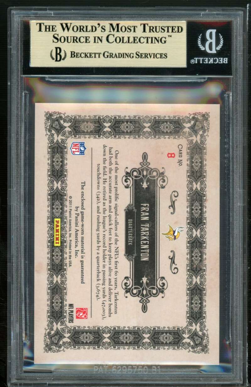 Fran Tarkenton Card 2011 Panini Gold Standard Golden Age Materials #8 BGS 9.5 Image 2