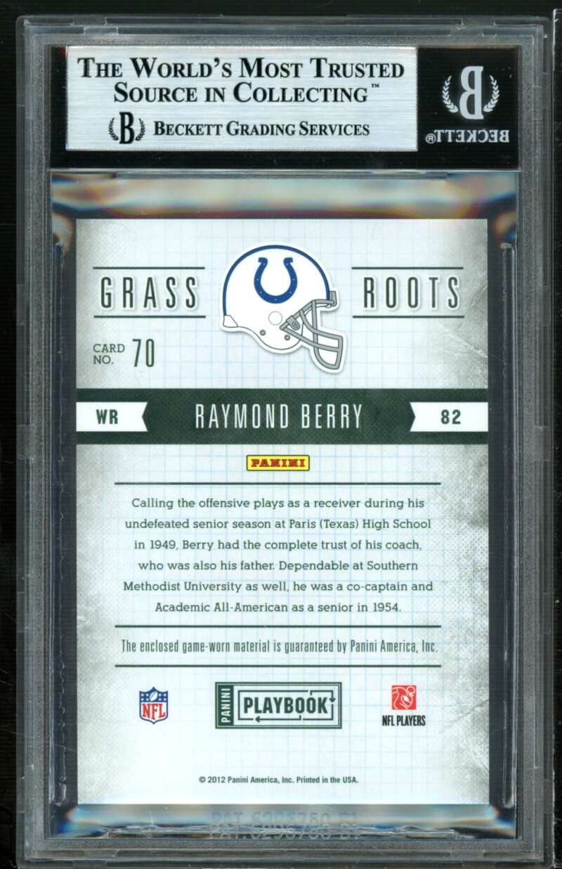 Raymond Berry Card 2011 Panini Playbook Grass Roots Materials #70 BGS 9 Image 2