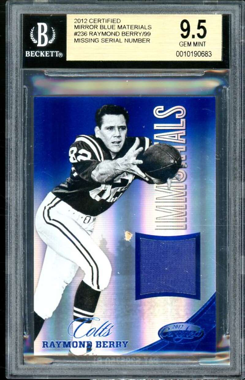 Raymond Berry Card 2012 Certified Mirror Blue Materials #236 BGS 9.5 Image 1