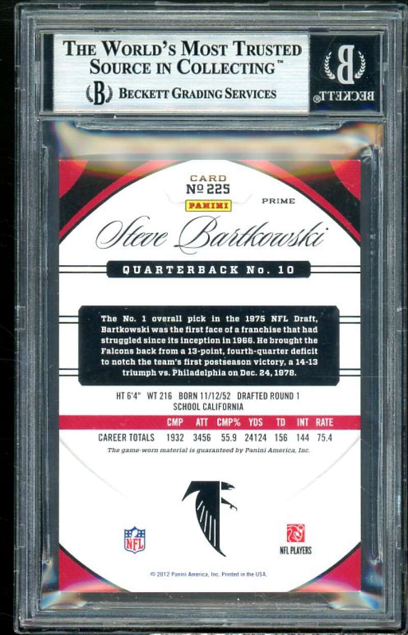 Steve Bartkowski Card 2012 Certified Mirror Gold Materials #72 BGS 9 Image 2