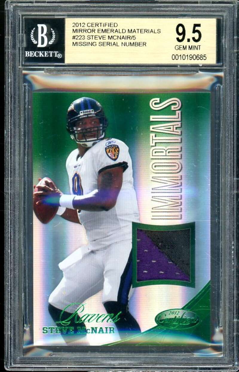 Steve McNair Card 2012 Certified Mirror Emerald Materials #223 BGS 9.5 Image 1